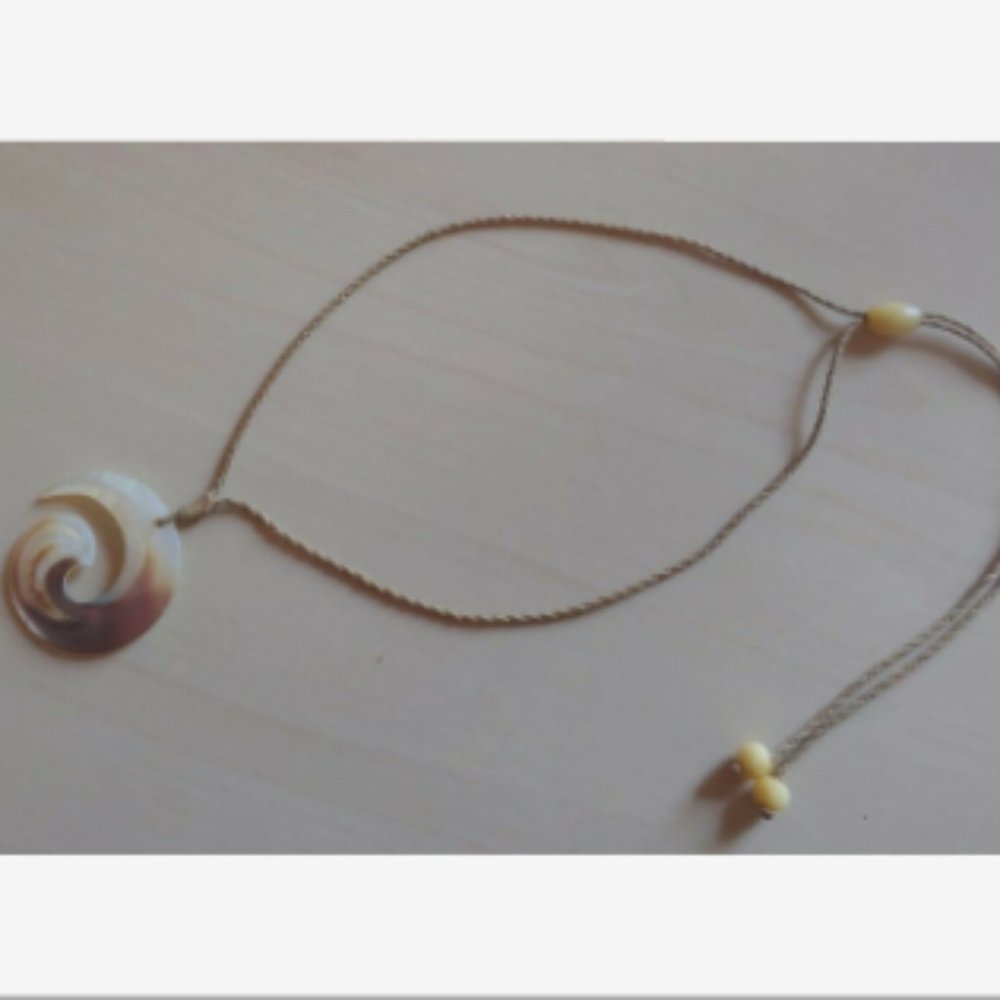 Mother of Pearl Koru Pendant Necklace, Twine